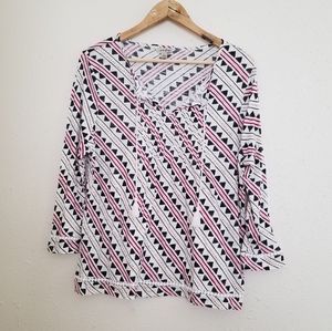 Lucky Brand Aztec Print Long Sleeve Top